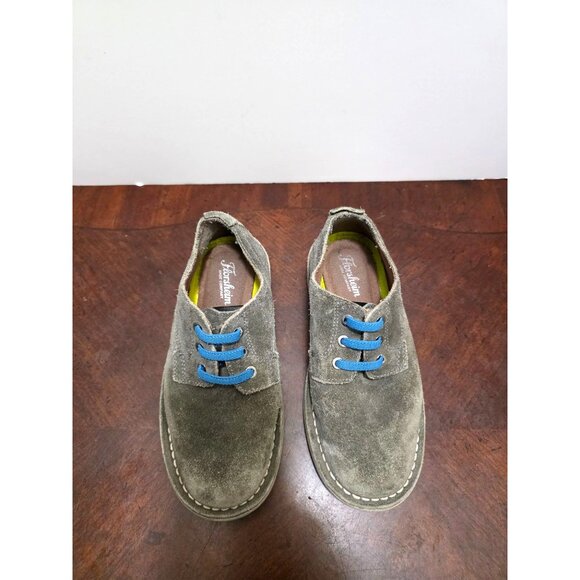 Florsheim Boys Gray Suede Granp Core Dressing Shoes With Blue Laces Size 1 - Picture 2 of 10